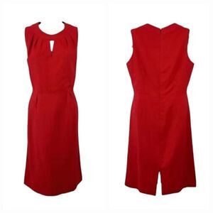 Vintage 80's Dorby Linen Sleeveless Sheath Dress with Cut Out in Red Size 6P